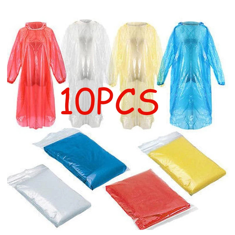 10/30/50PC Disposable Raincoat Adult Emergency Waterproof Rain Coat Hiking Camping Poncho Hood Raincoat Outdoor Travel Rain Wear