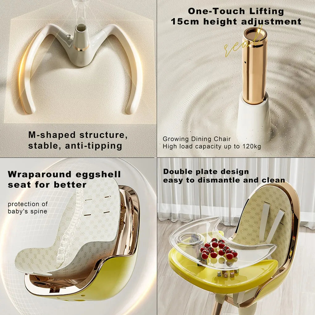 Baby dining chair high chair bumbo seat Wraparound eggshellseat for better high back booster seat dining table for toddlers 1-3