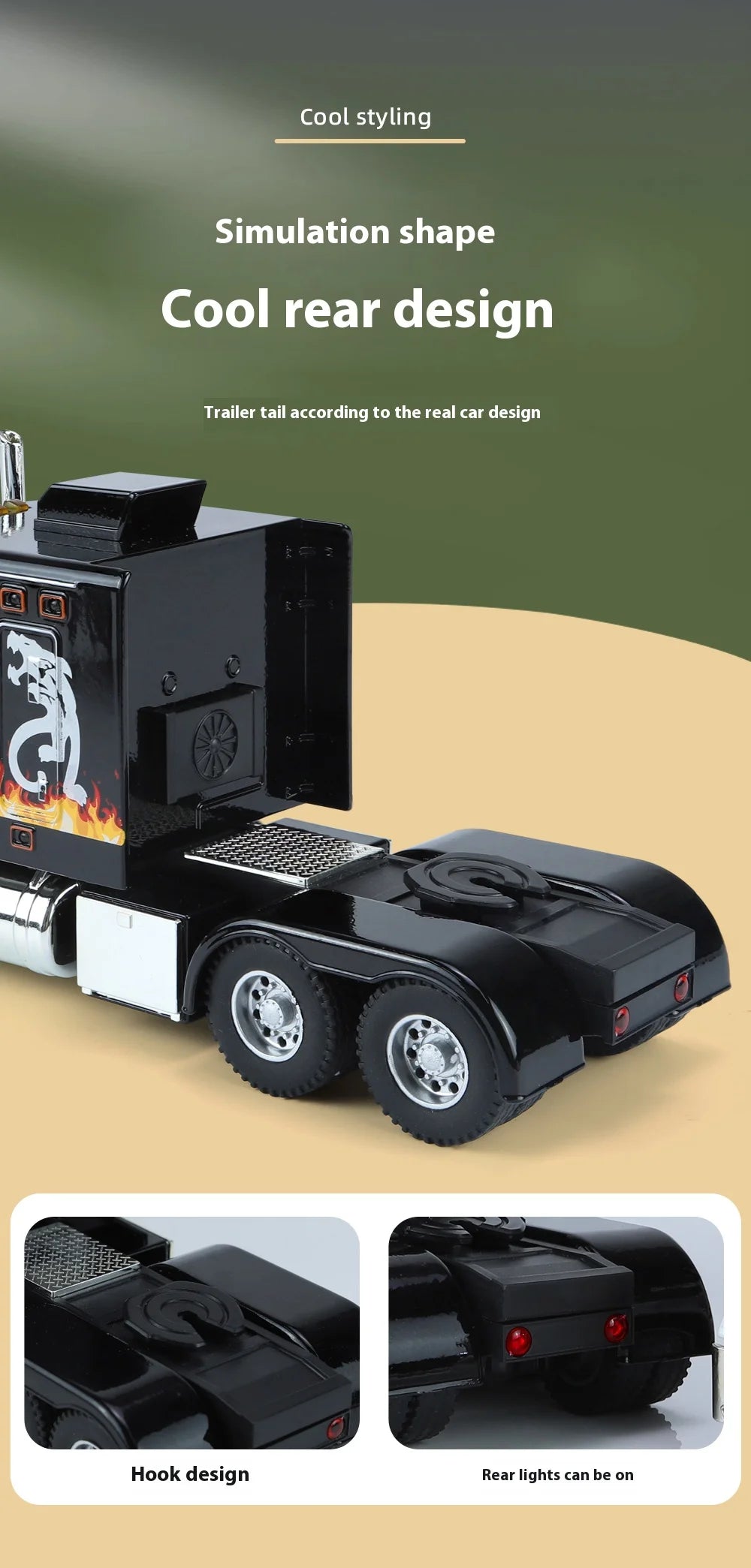 1:24 Peterbilt 389 alloy car model, with lighting and simulated sound effects,Toy Trucks for Boys gift