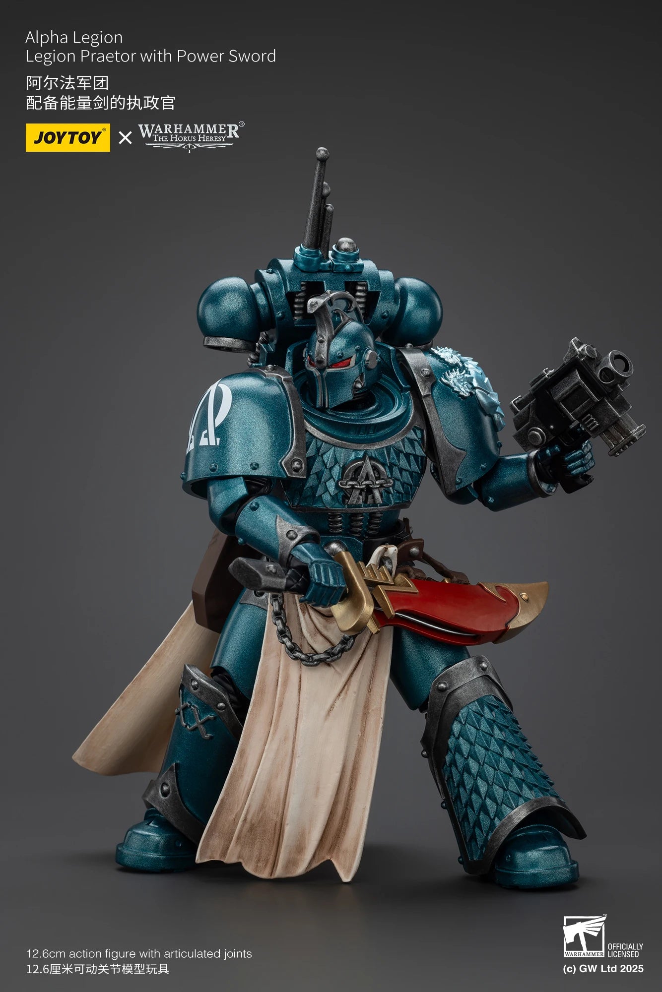 JOYTOY Warhammer 40K 1/18 Action Figure Alpha Legion Legion Praetor with Power Sword Anime figures Toys Collection
