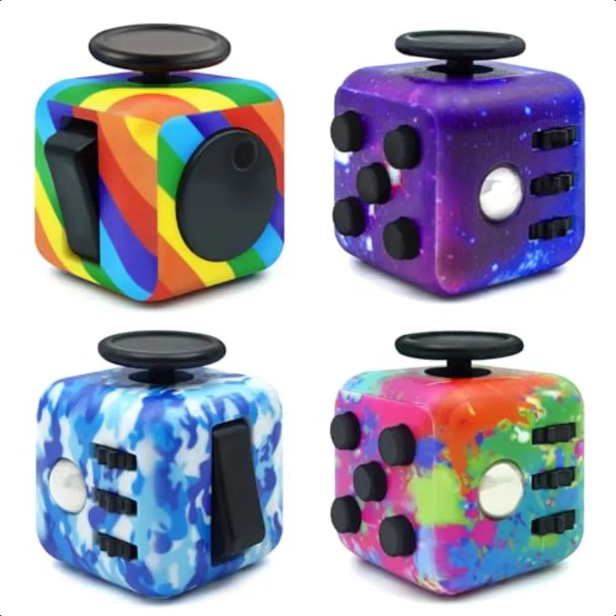 Lollyx Fidget Toy Cube 4 Pack Cube Fidget Anxiety Relief Toys for and Adults 6 Sided Fidget Toys Cube HandHeld for Adults ble S