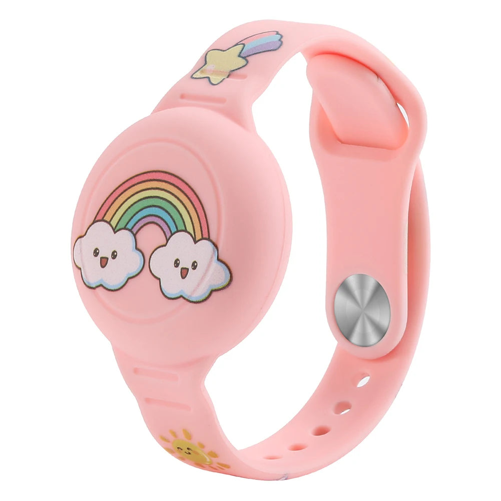 Cute Waterproof Silicone Toddler GPS Tracker Wristband for AirTag Kids Cartoon Design Lightweight