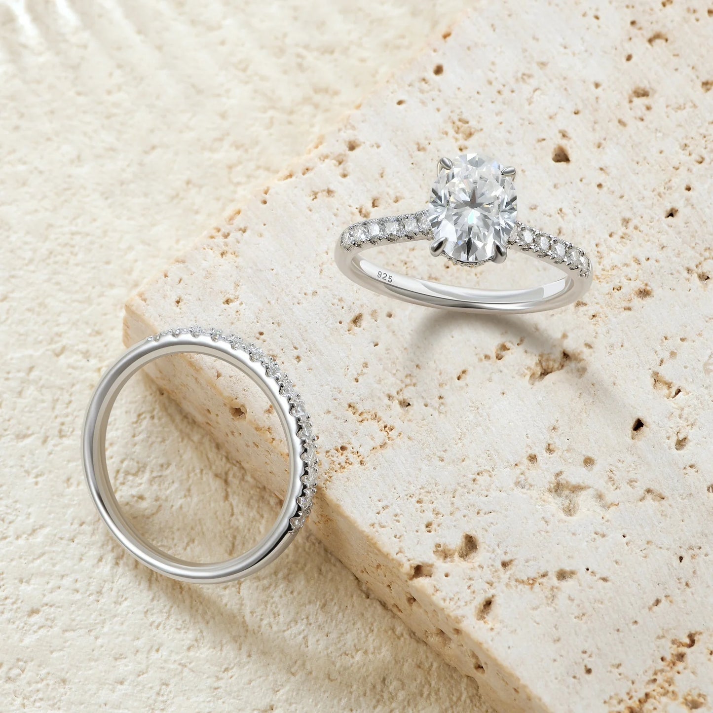 Newshe Oval 2Ct Moissanite Wedding Rings Set for Women D color VVS1 925 Sterling Sliver Luxury Engagement Ring