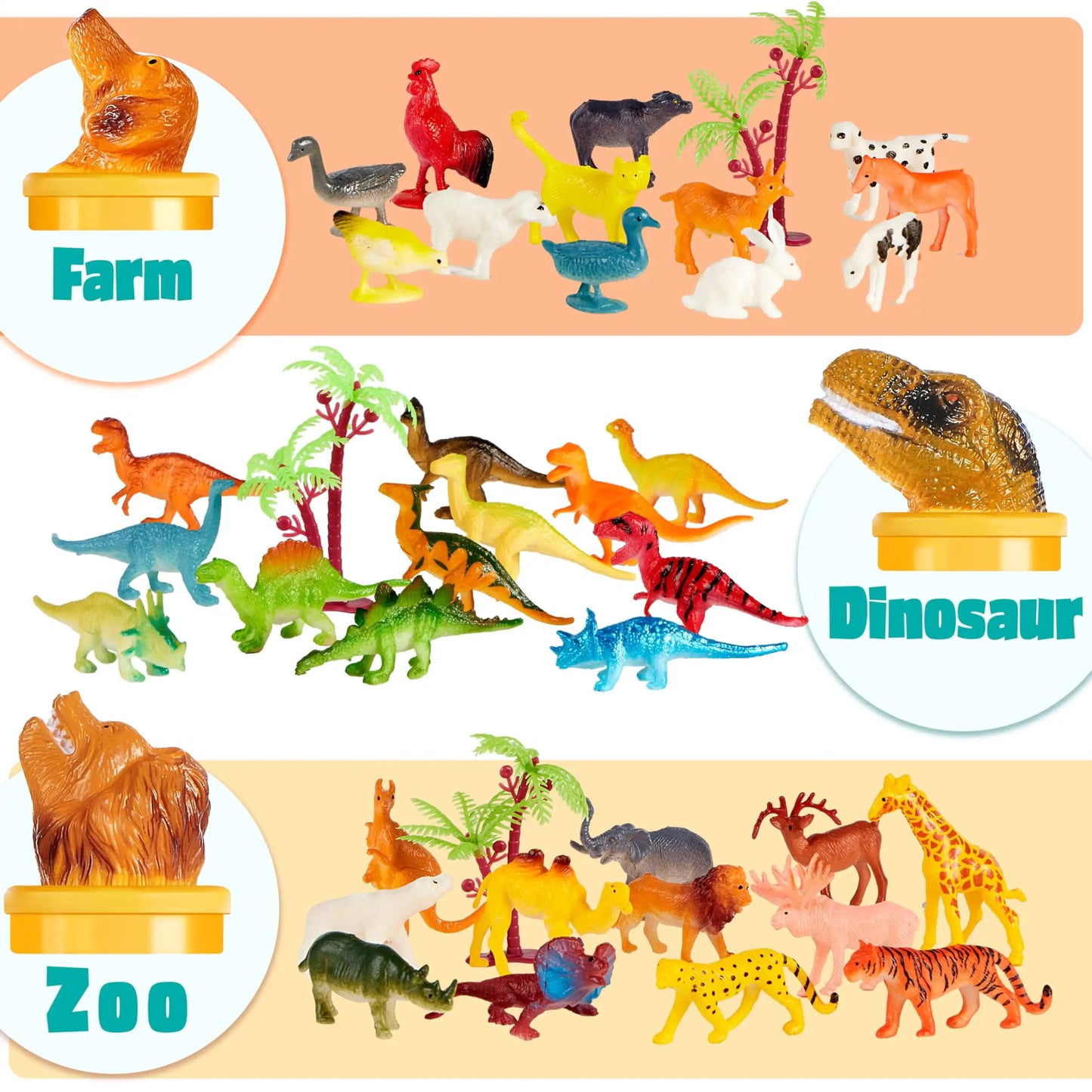 Joyfy 69Pcs Small Animal Figures Assorted Mini Plastic Animal Toy Tiny Little Animals for Kids Birthday Party Favor