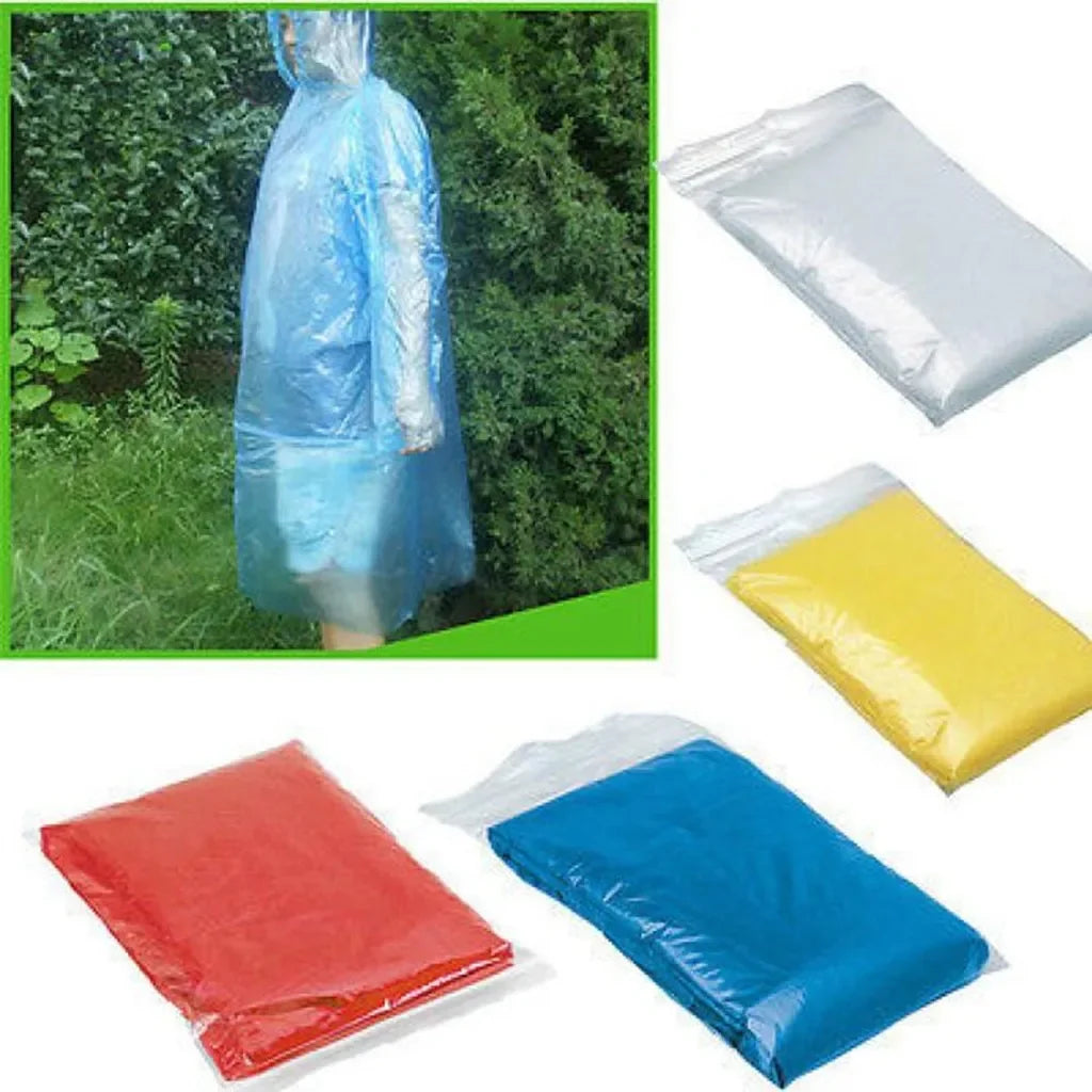 10/30/50PC Disposable Raincoat Adult Emergency Waterproof Rain Coat Hiking Camping Poncho Hood Raincoat Outdoor Travel Rain Wear