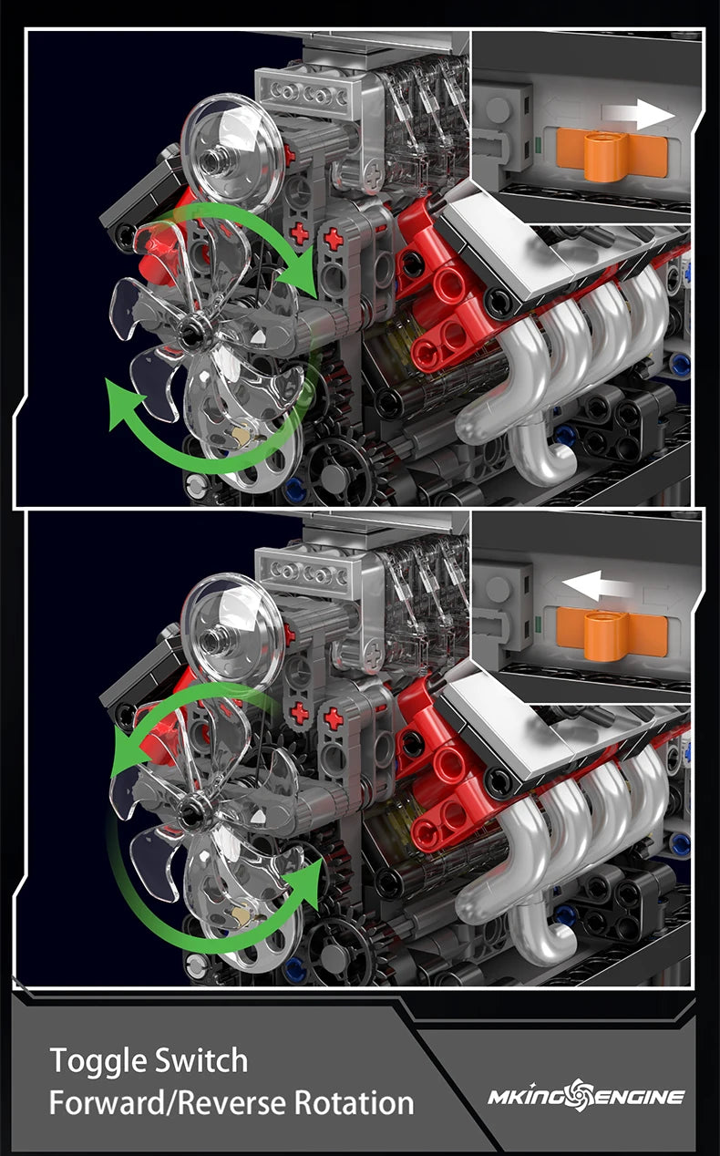 Mould King 10225 Technical Engine Toys The Motorized V8 Car Engine Building Block Assembly Engine Brick Set Kids Christmas Gift