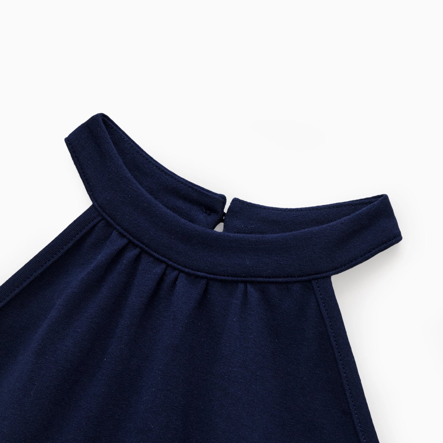 PatPat Elegant Navy Blue Green Leaf Print Girls' Dress