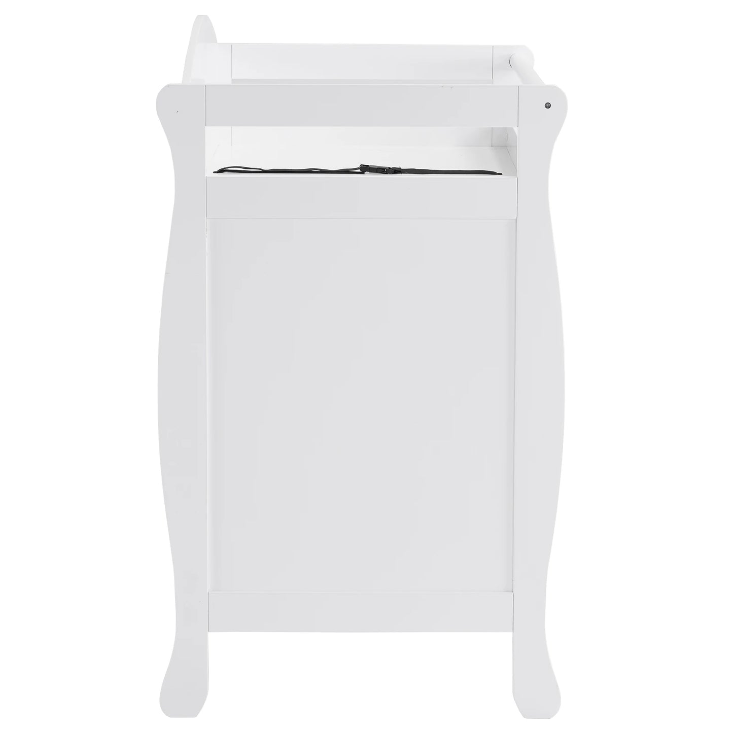 White three-drawer baby crib with safety rail, wooden baby crib with storage combination