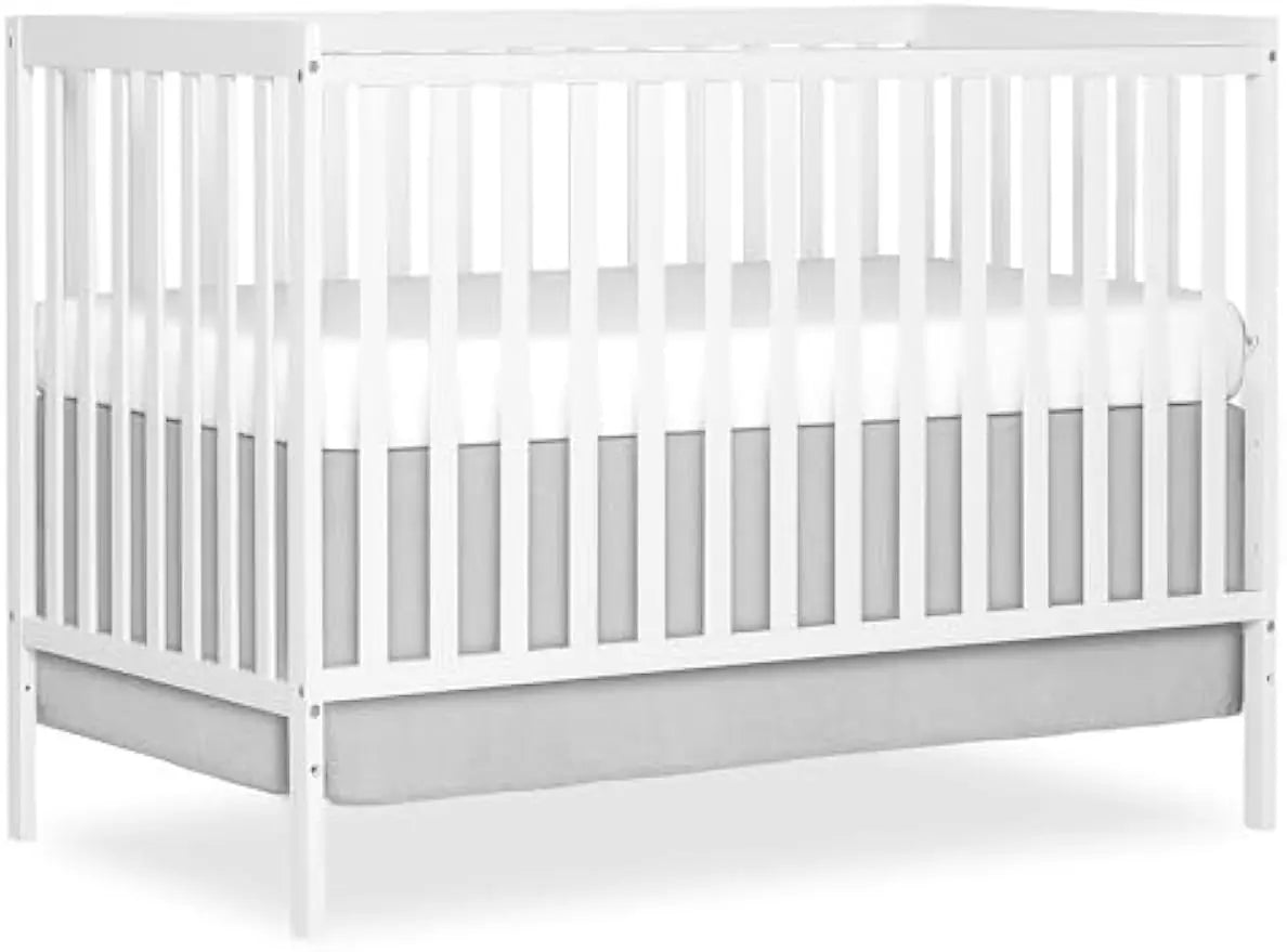 5-in-1 Convertible Full-Size Baby Crib with Toddler, Day & Full Bed Conversion in White, Sustainable Pinewood