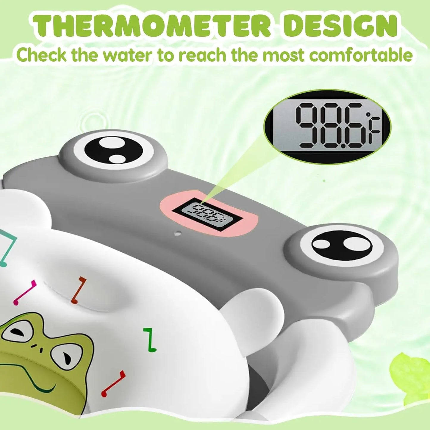 Baby Bath Tub with Bath Cushion Foldable Bathtub with Thermometer Shower Cap Shower Brush for Newborn and Toddler 0-36 Months