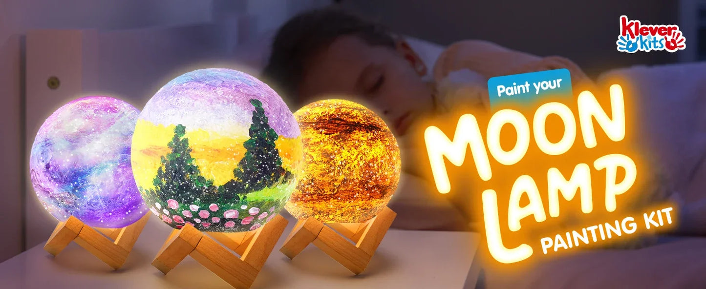 JOYFY DIY 3D Moon Night Light For Kid Paint Your Own Moon Lamp Kit Galaxy Lamp Arts and Crafts Kit School Activities Gifts