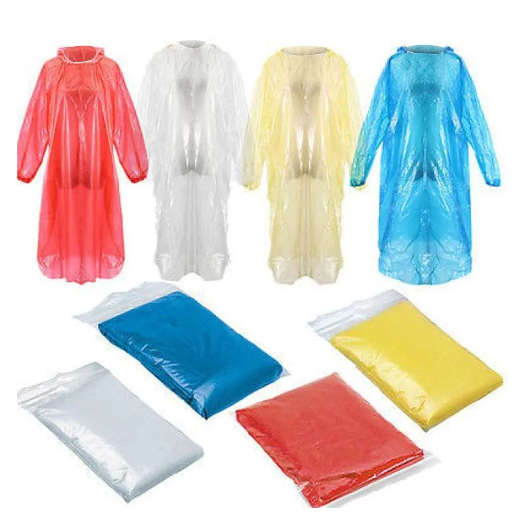 10/30/50PC Disposable Raincoat Adult Emergency Waterproof Rain Coat Hiking Camping Poncho Hood Raincoat Outdoor Travel Rain Wear