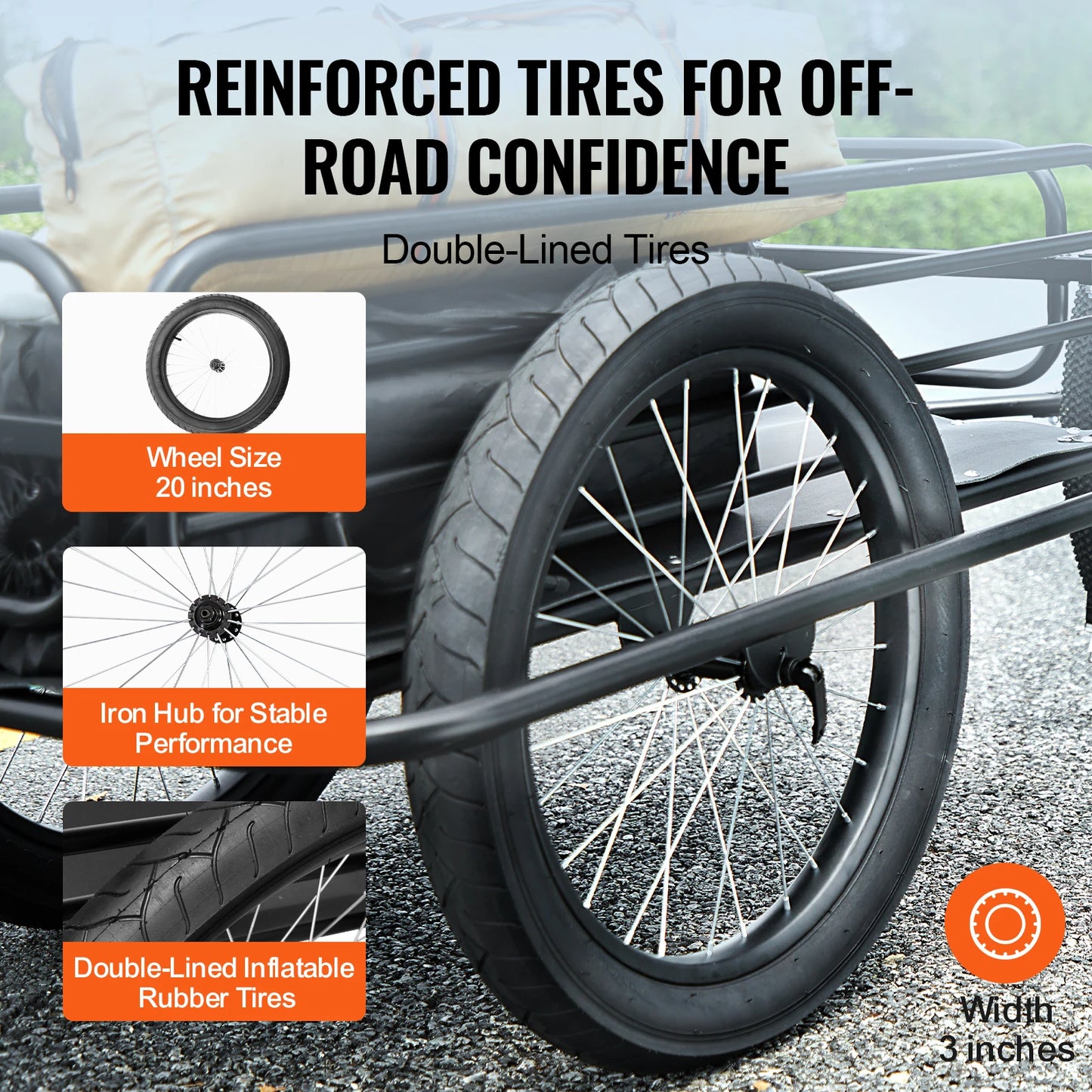 SucceBuy 275 lbs Bike Cargo Trailer Bicycle Wagon Cart Foldable Compact Storage with Universal Hitch 20" Wheels fits Most Bike