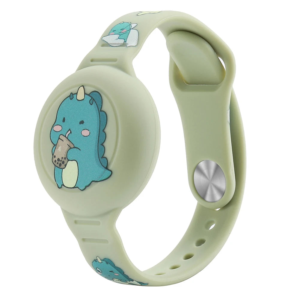 Cute Waterproof Silicone Toddler GPS Tracker Wristband for AirTag Kids Cartoon Design Lightweight