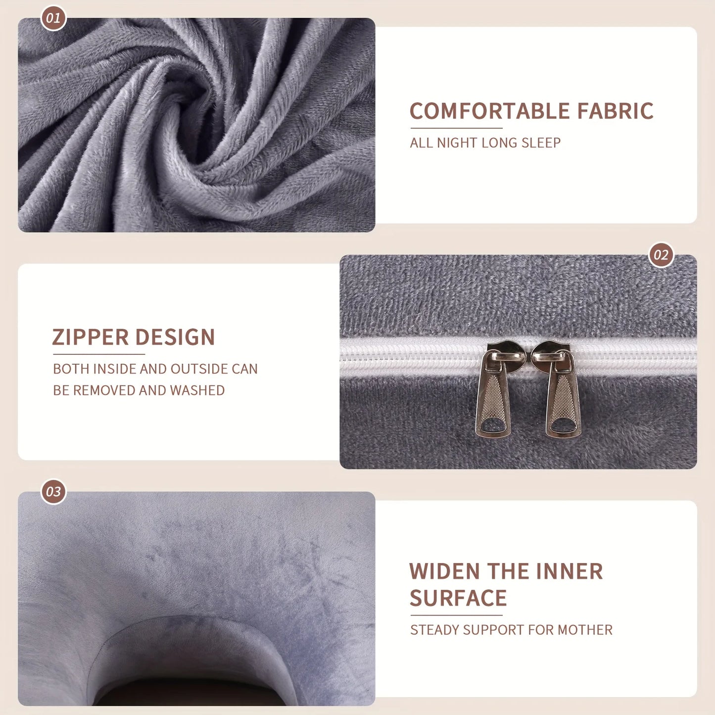 Detachable Maternity Pillow - G-Shaped Crystal Velvet Lumbar Support Cushion for Pregnant Side-Lying