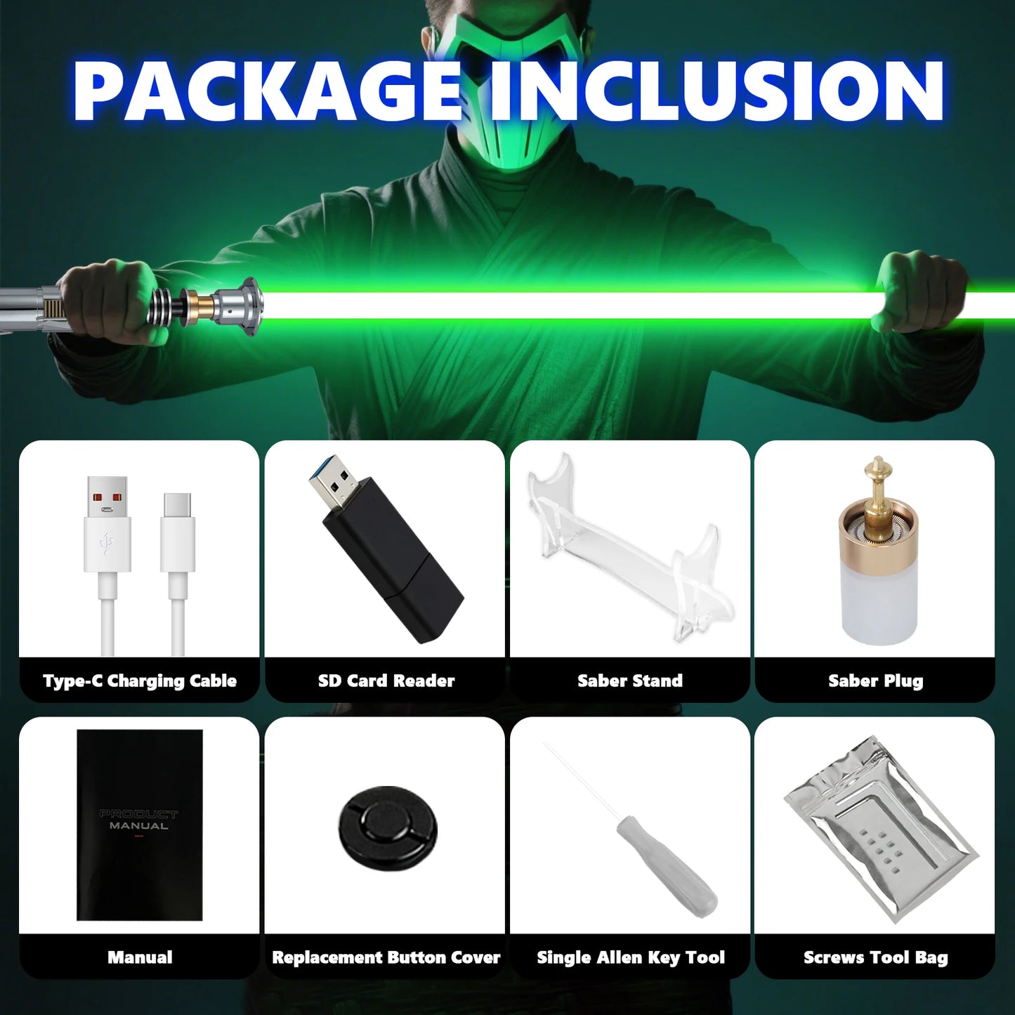 PHS Luke V2 Smooth Swing Lightsaber Metal Hilt for Heavy Dueling Color Changing Sounds Force Blaster Jedi Laser Sword Toys