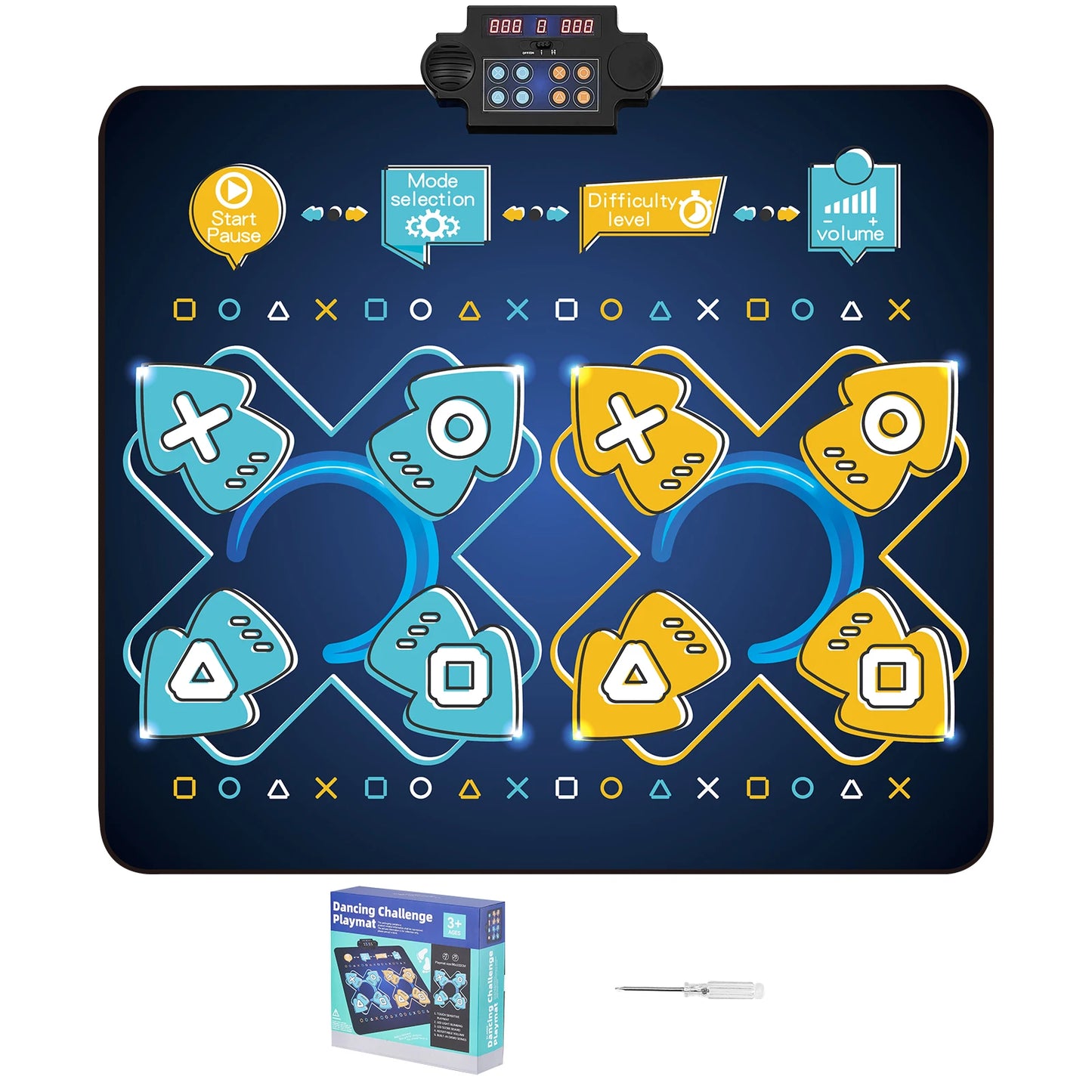 SucceBuy Kids Electronic Dance Mat 8-Button Music Dancing Play Pad Educational Toys with Single/Two Player Modes for Girls Gifts