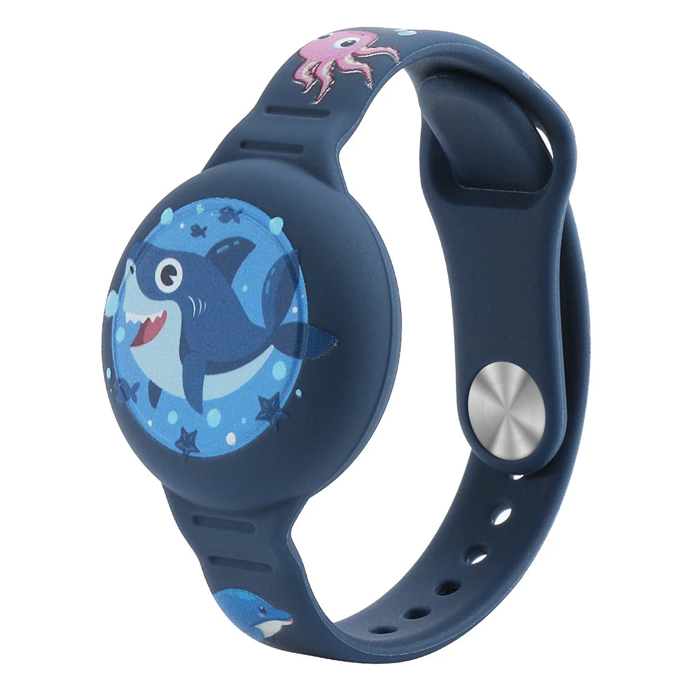 Cute Waterproof Silicone Toddler GPS Tracker Wristband for AirTag Kids Cartoon Design Lightweight