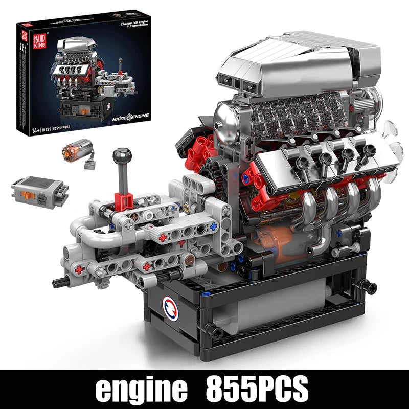 Mould King 10225 Technical Engine Toys The Motorized V8 Car Engine Building Block Assembly Engine Brick Set Kids Christmas Gift