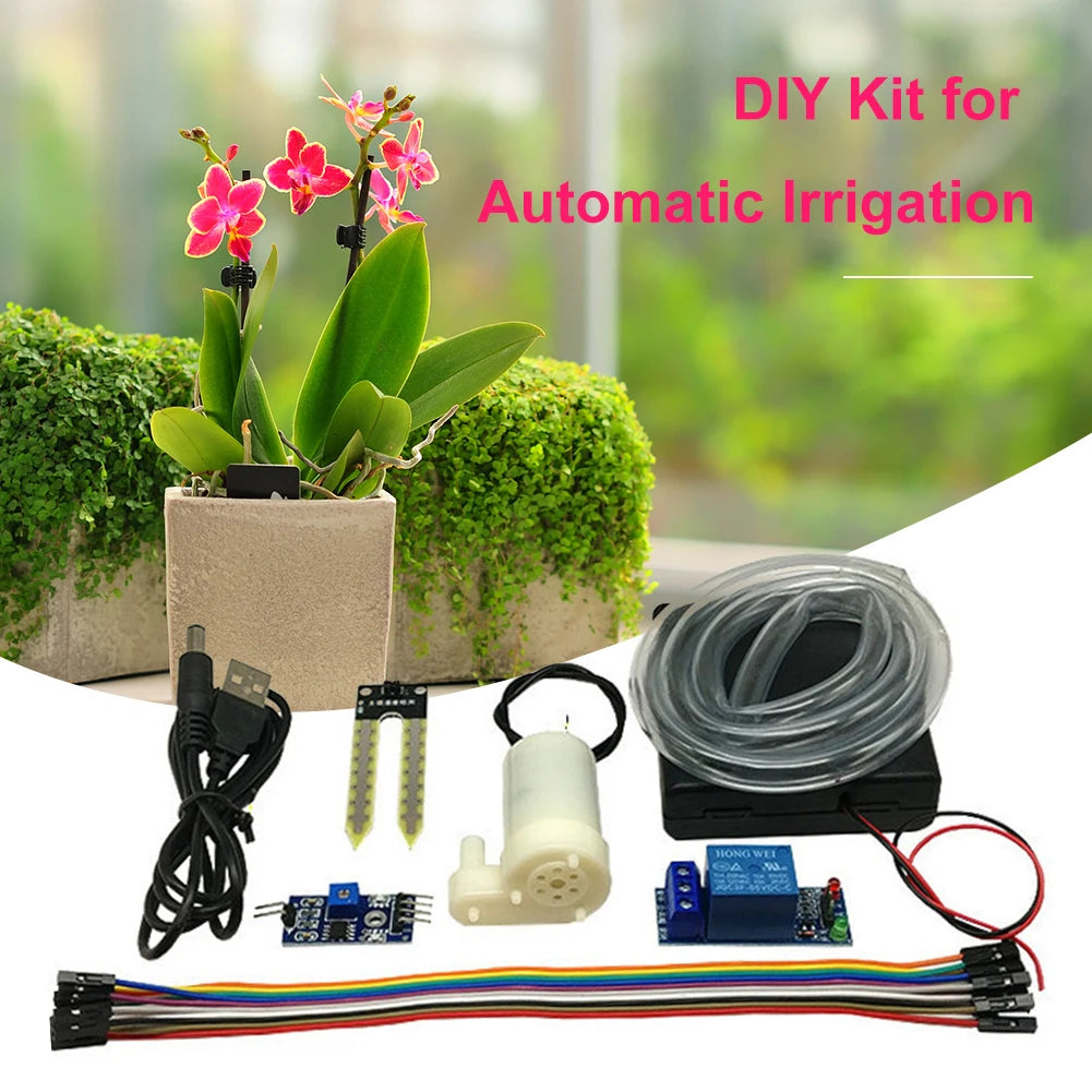 DIY Automatic Irrigation System Self Watering DIY Kit Garden Planting Water Pump Soil Moisture Sensor Relay Module for Arduino