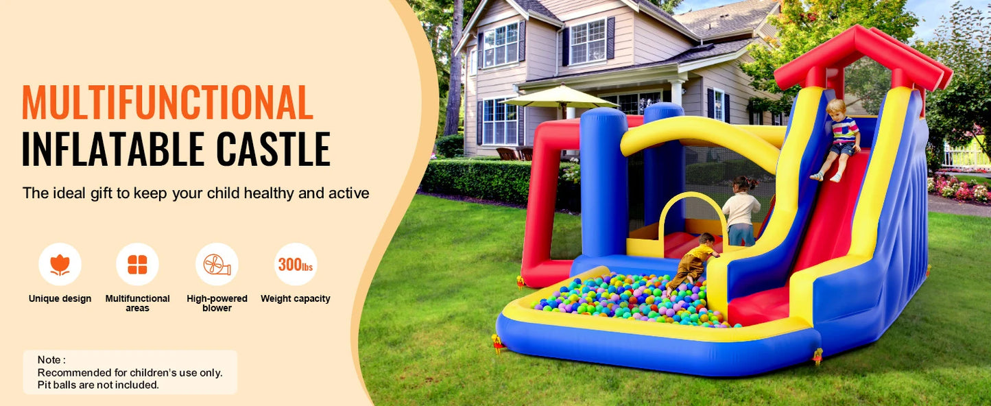SucceBuy Inflatable Bounce House Outdoor High Quality Playhouse Trampoline Jumping Bouncer for Kid Ages 3–8 Years