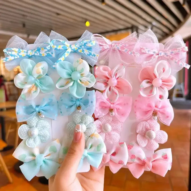 10Pcs/Set Cute Bows Baby Hairclips Lace Flower Children Girls Hairpins Hairdresses Baby BB Clip Gifts