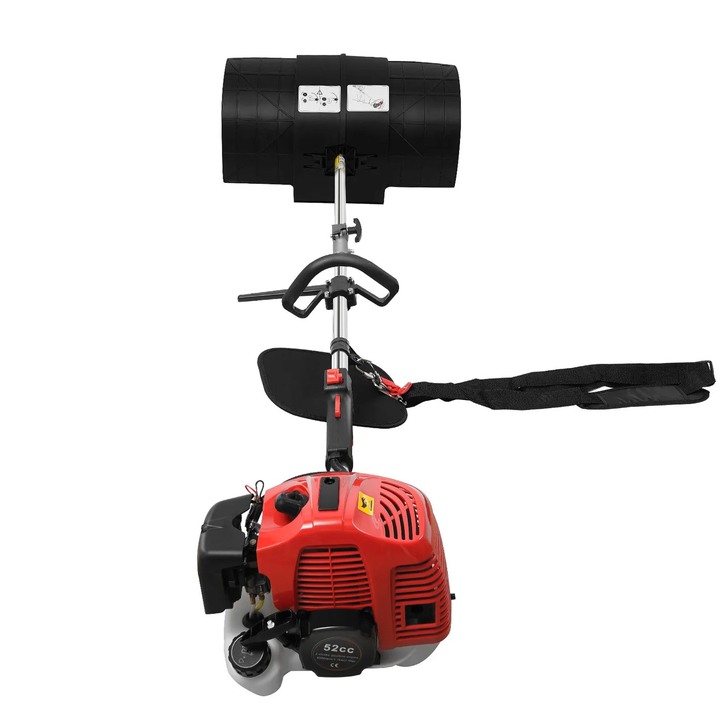 52CC 2.3HP Handheld Sweeper Manual Gas Power Sweeping Broom Artificial Grass Brush Gasoline Powered Broom Garden Lawn Sweeper