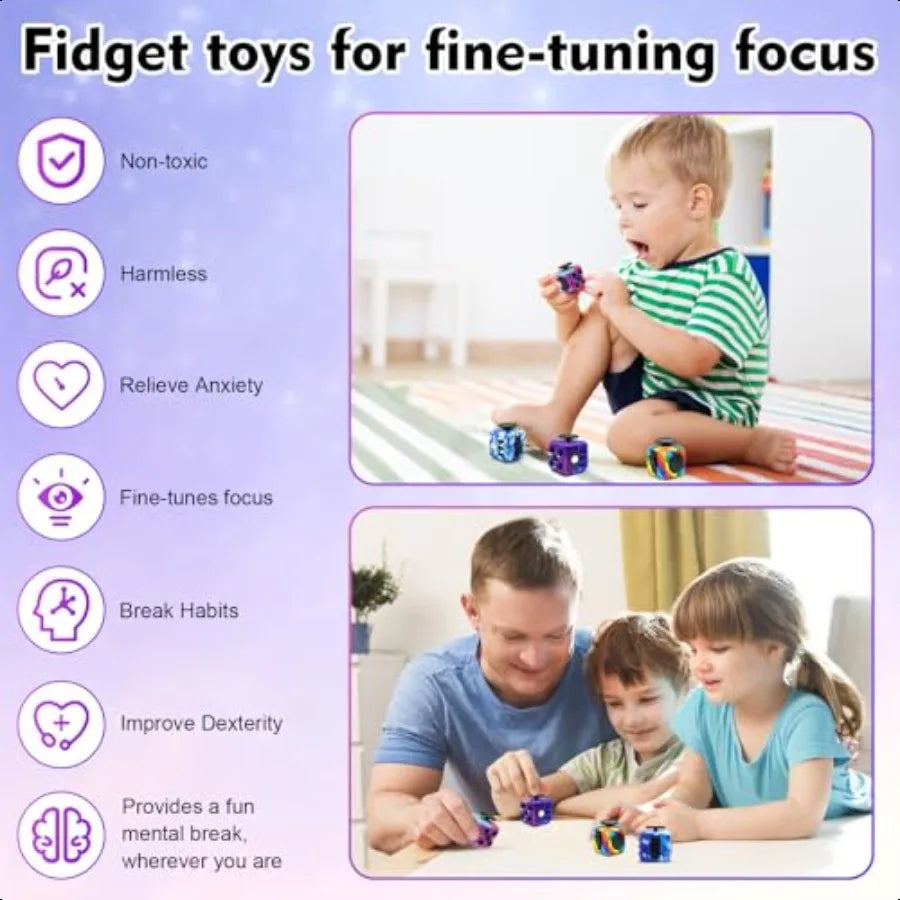 Lollyx Fidget Toy Cube 4 Pack Cube Fidget Anxiety Relief Toys for and Adults 6 Sided Fidget Toys Cube HandHeld for Adults ble S
