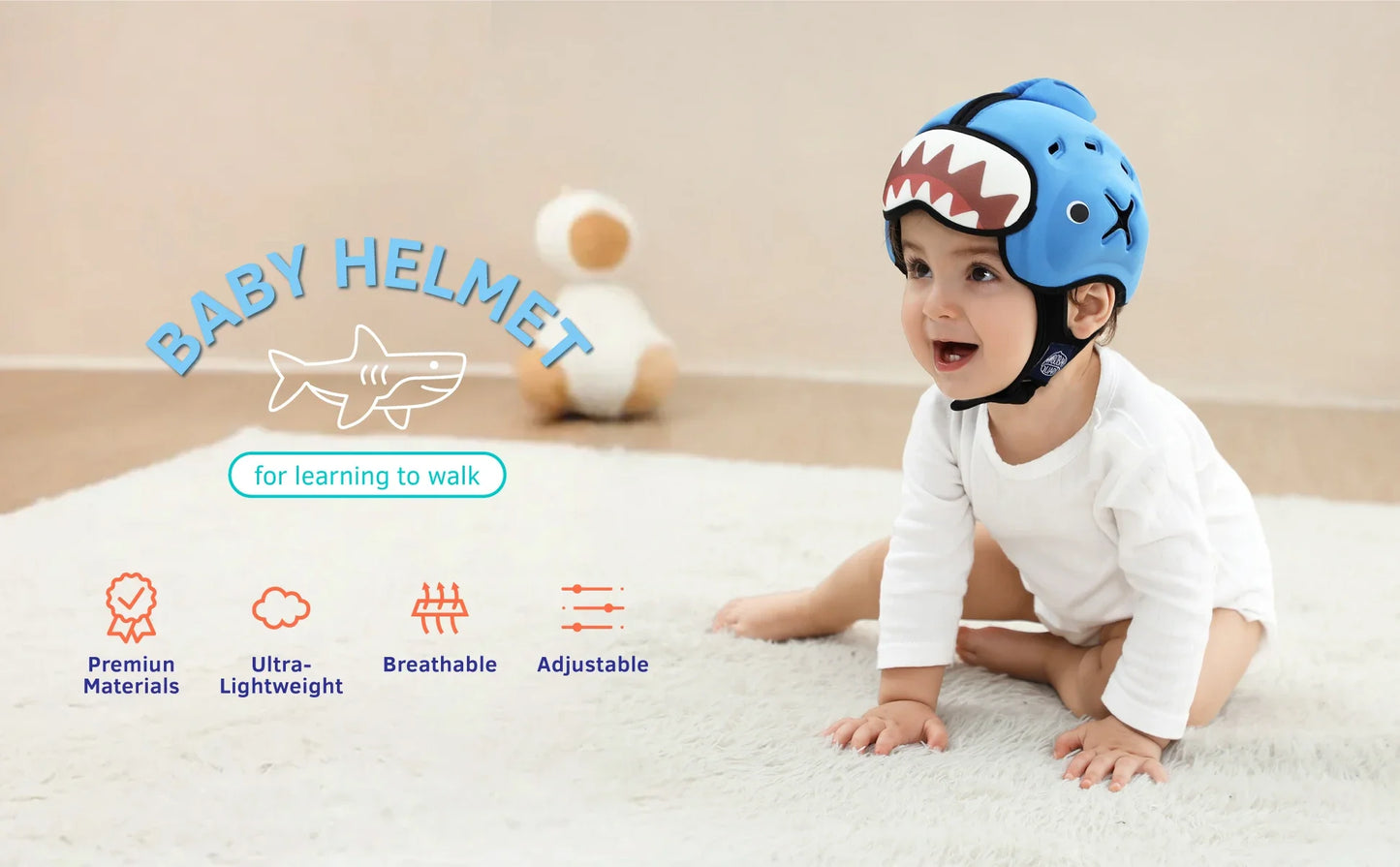 MamboBaby Safety Helmet for Crawling & Walking, Ultra Lightweight Adjustable Infant Head Protector Suitable for Baby 6-24 Mont