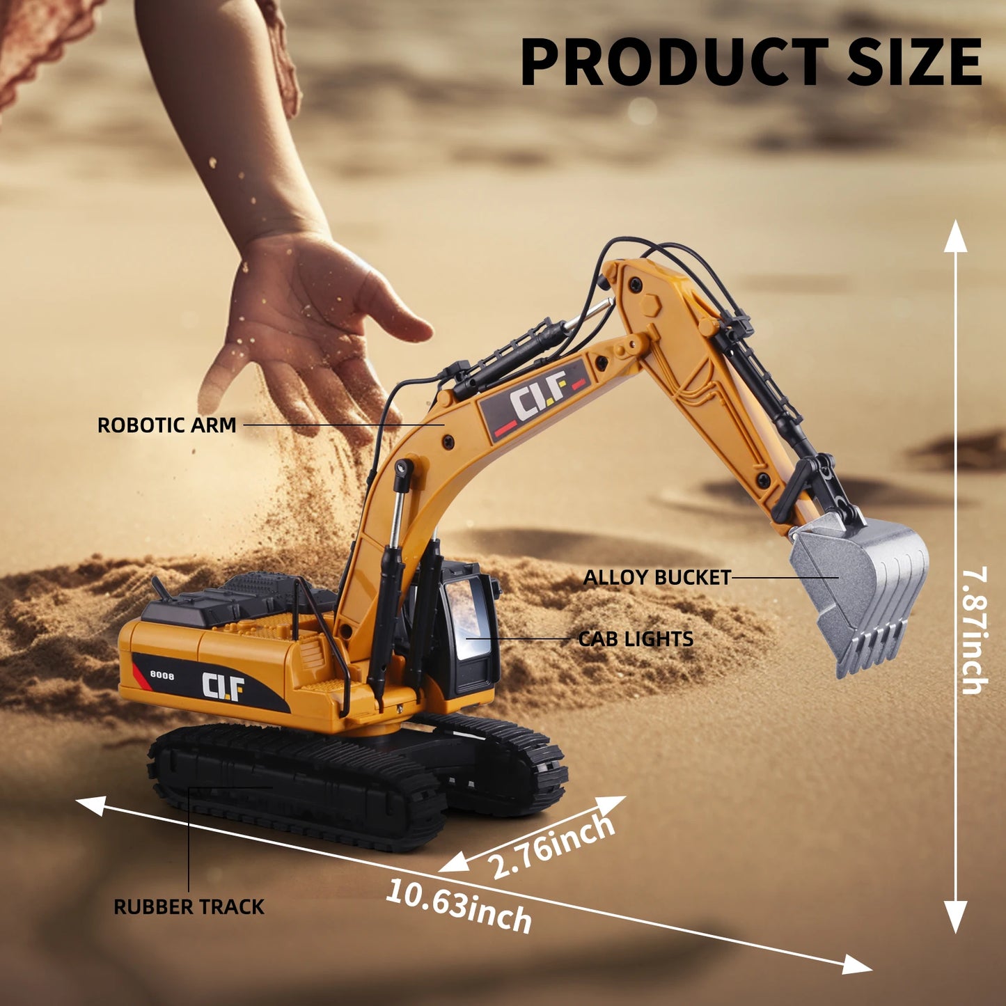 Excavator Toy Construction Truck Toy - Simulated Lights Crawler Excavator Toy - Construction Truck Toys for Boys 3 - 5 Year Old