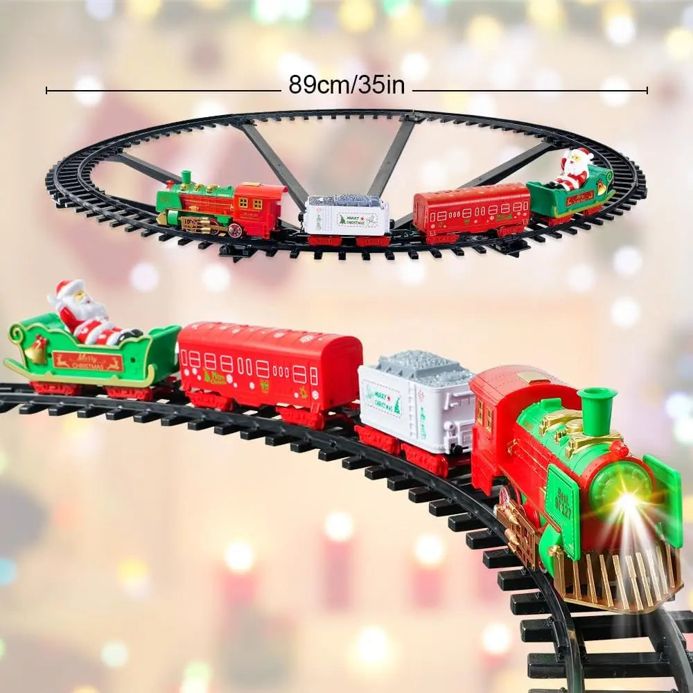 VATOS Hanging Christmas Train Set Toy Light and Sound Train Around Christmas Tree Decoration Gift Indoor Home Toys for Kids