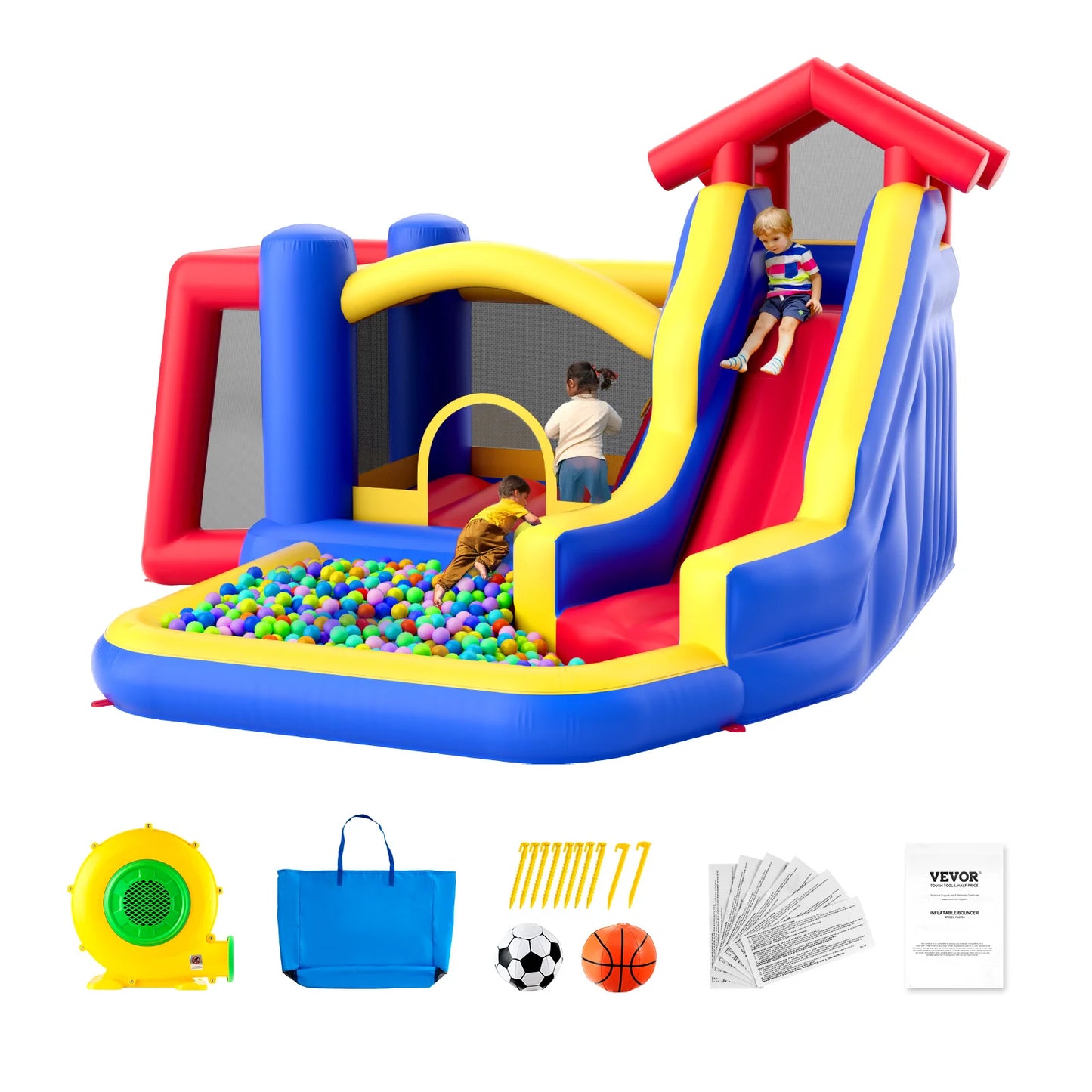SucceBuy Inflatable Bounce House Outdoor High Quality Playhouse Trampoline Jumping Bouncer for Kid Ages 3–8 Years