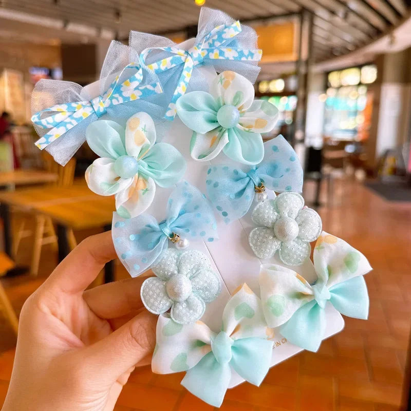 10 Pcs/Set New Baby Girl Cute Colors Flower Hair Bands Ponytail Holder Chilren Soft Scrunchies Rubber Kids Hair Accessories