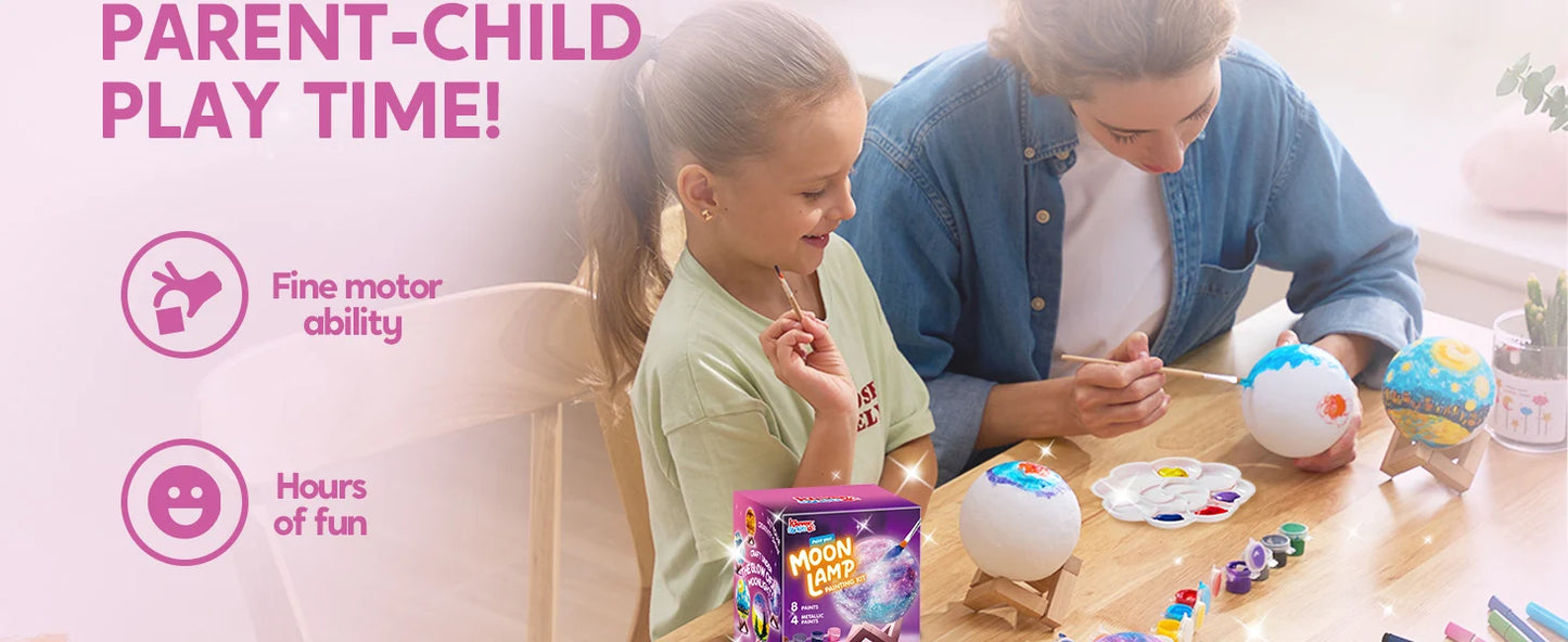 JOYFY DIY 3D Moon Night Light For Kid Paint Your Own Moon Lamp Kit Galaxy Lamp Arts and Crafts Kit School Activities Gifts