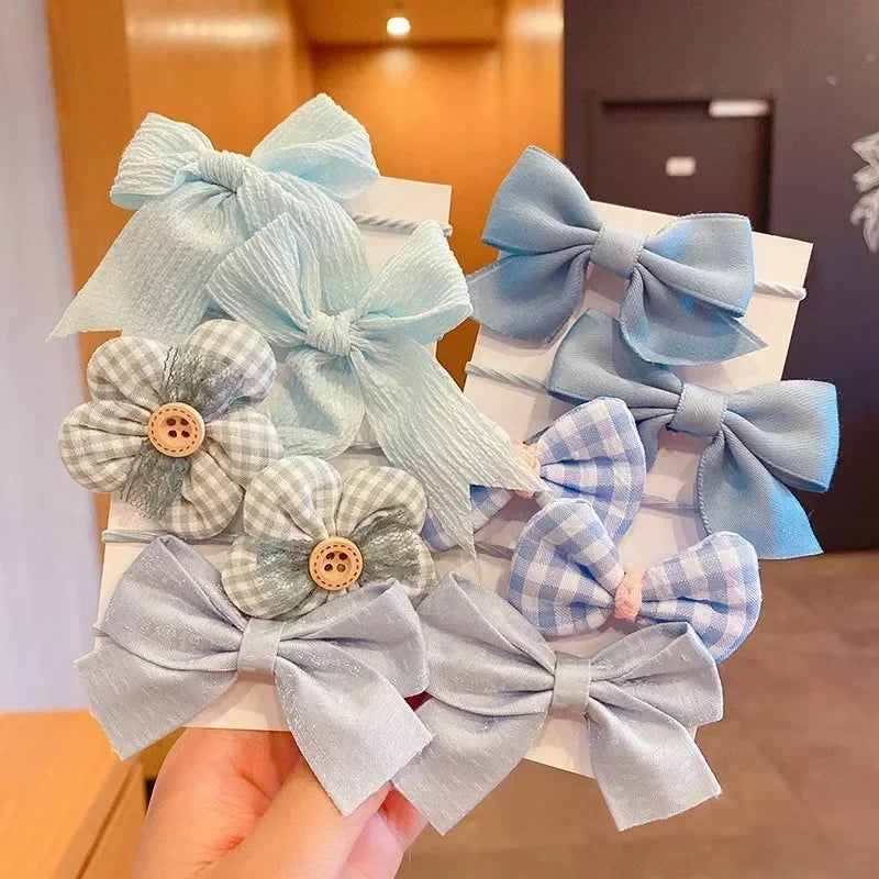 10 Pcs/Set New Baby Girl Cute Colors Flower Hair Bands Ponytail Holder Chilren Soft Scrunchies Rubber Kids Hair Accessories