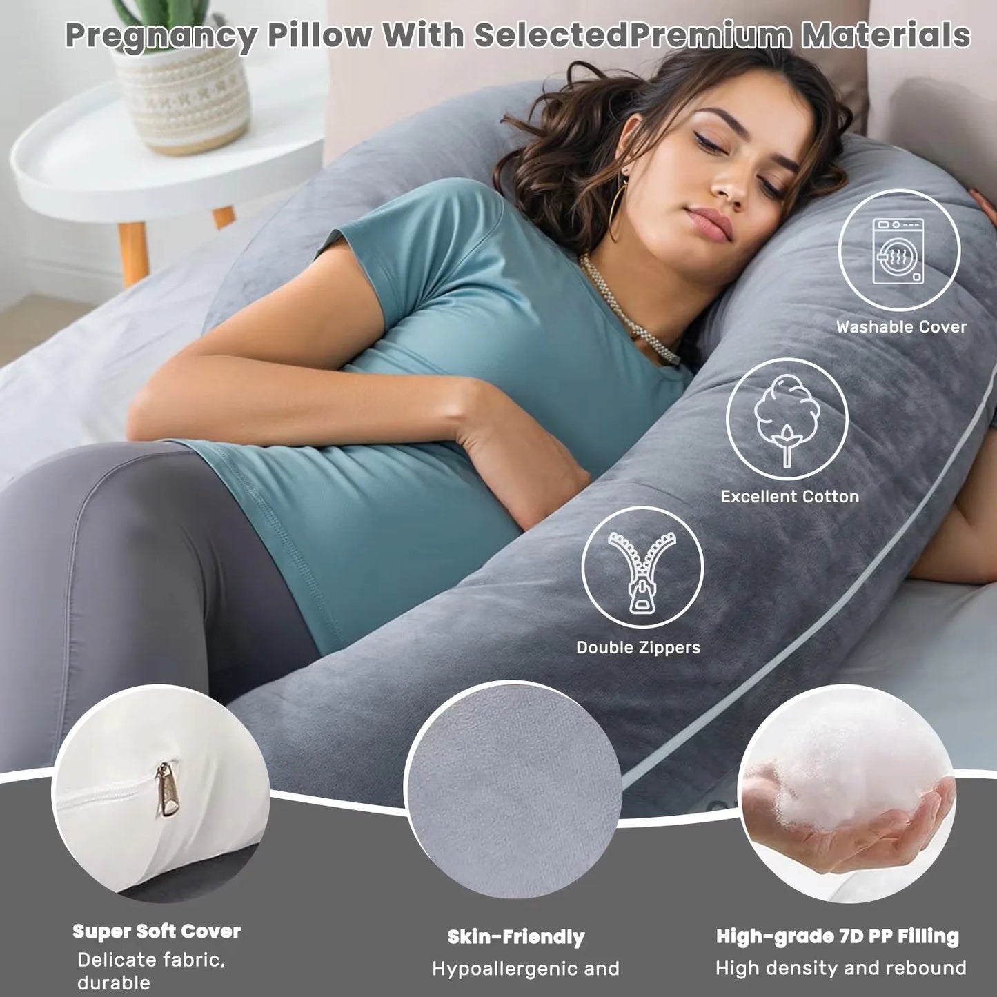 Pregnancy Pillow, G-Shape Full Body Pillow, Maternity Pillow for Side Sleeper, Pregnancy Body Pillow for Pregnant Women Suppor