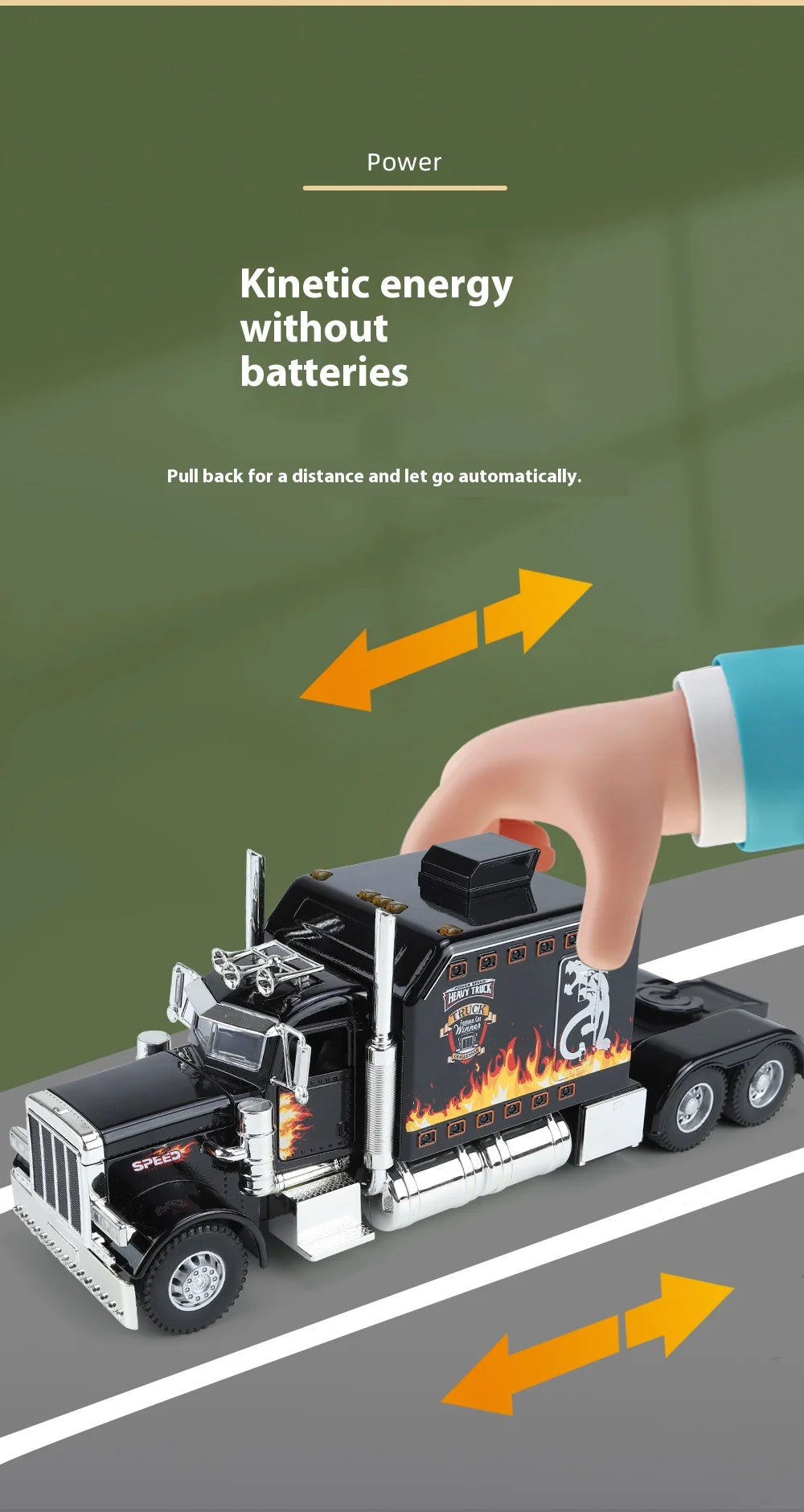 1:24 Peterbilt 389 alloy car model, with lighting and simulated sound effects,Toy Trucks for Boys gift