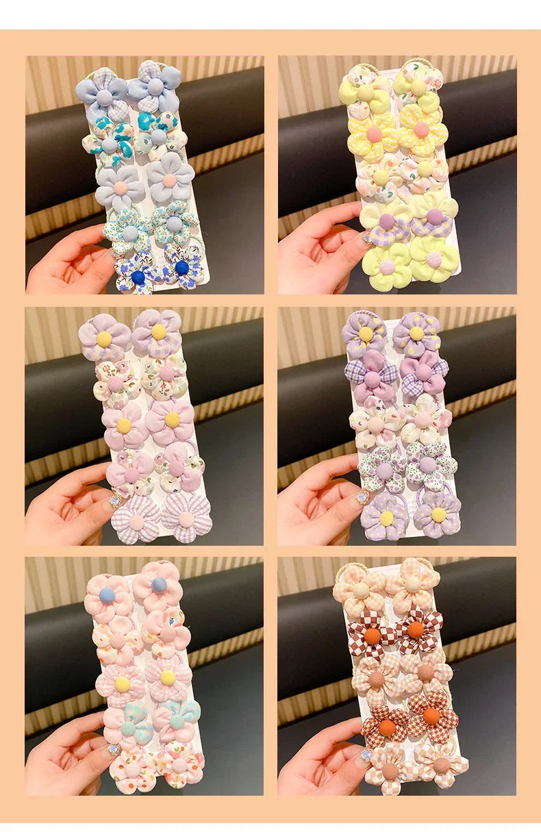 10 Pcs/Set New Baby Girl Cute Colors Flower Hair Bands Ponytail Holder Chilren Soft Scrunchies Rubber Kids Hair Accessories