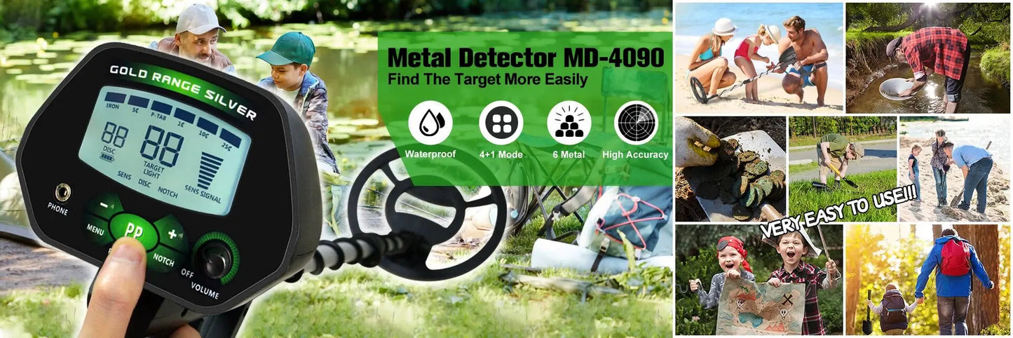 MD-4090 Metal Detector Professional Gold Digger LCD Treasure Hunter Pinpointer Underground Gold Detector High Precise Search