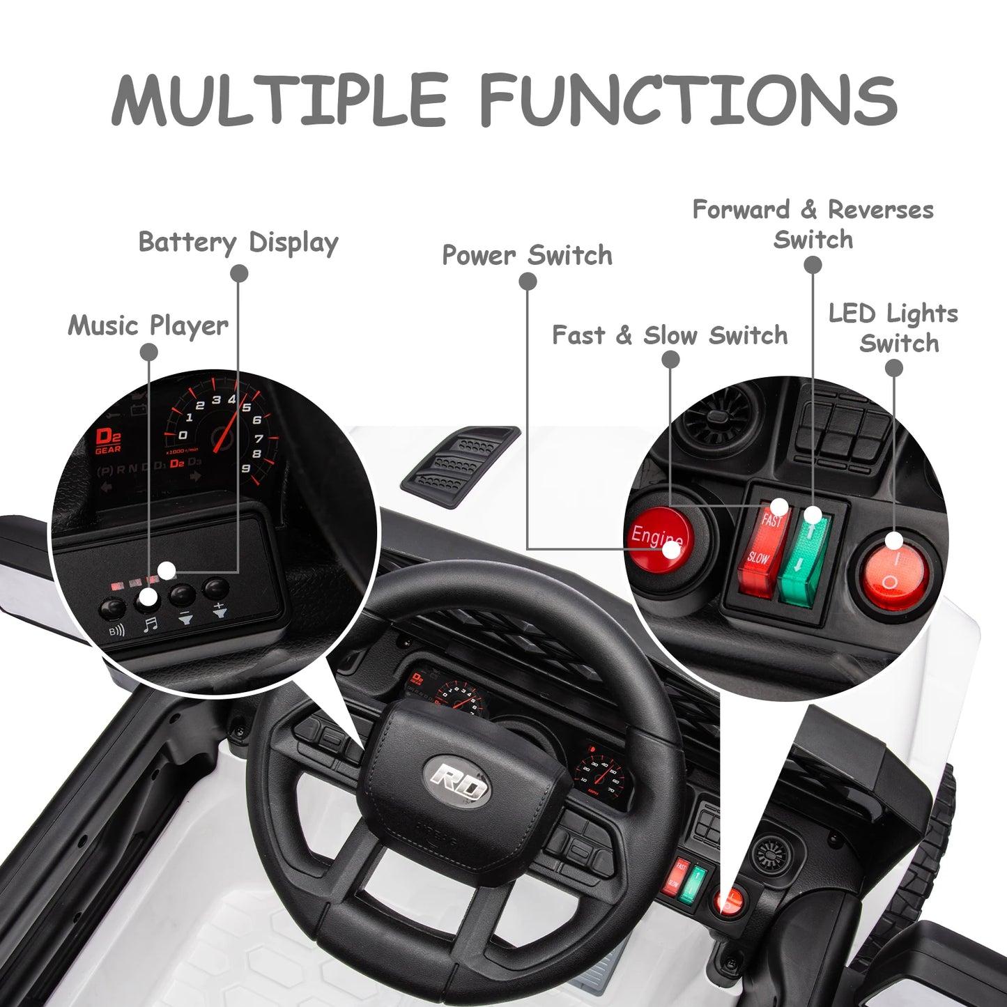12V Ride On Car for Kids Electric Vehicle Toddles Battery Powered Truck Car Toy with Remote Control, 4-Wheel Suspension