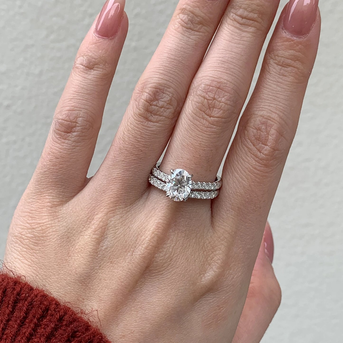 Newshe Oval 2Ct Moissanite Wedding Rings Set for Women D color VVS1 925 Sterling Sliver Luxury Engagement Ring