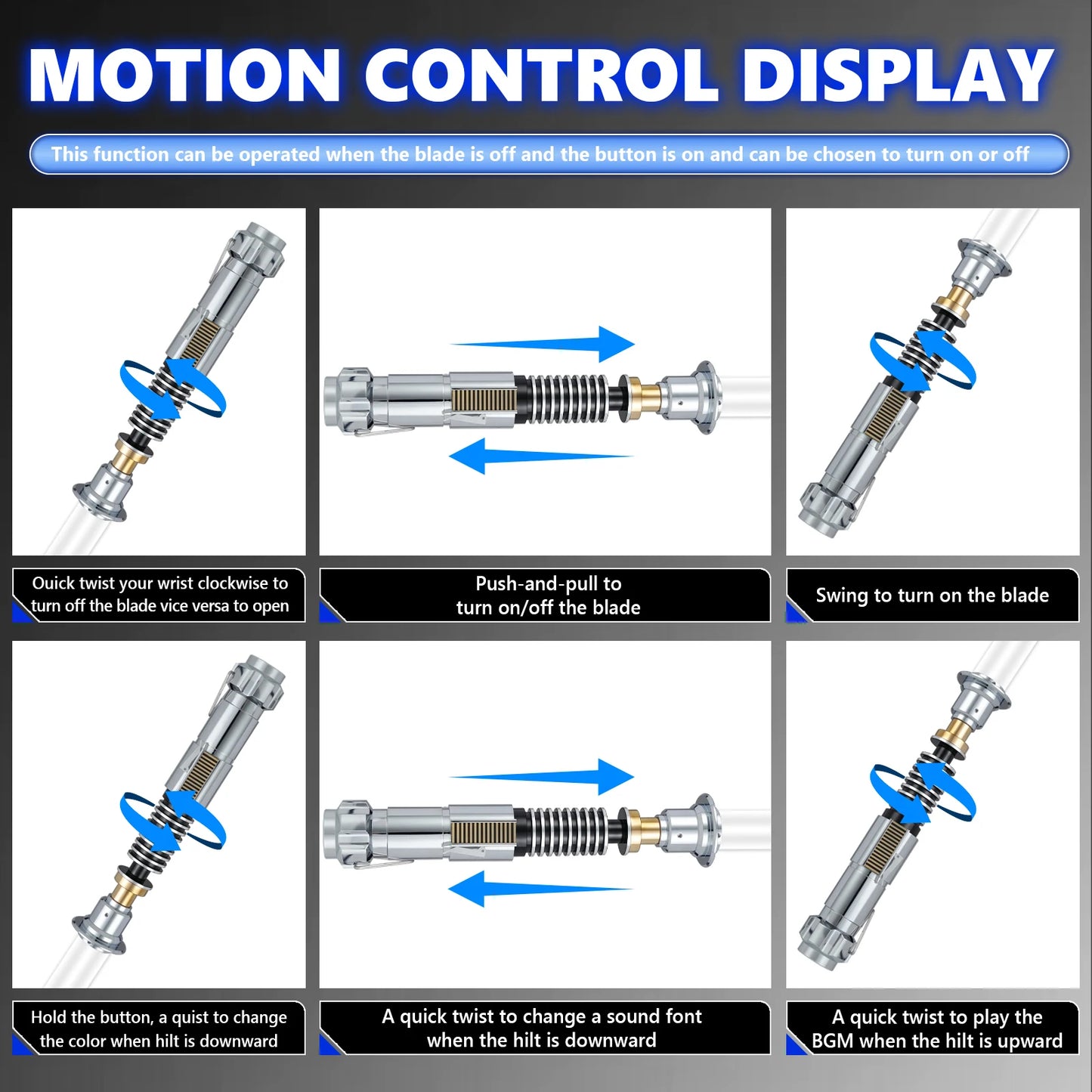 PHS Luke V2 Smooth Swing Lightsaber Metal Hilt for Heavy Dueling Color Changing Sounds Force Blaster Jedi Laser Sword Toys