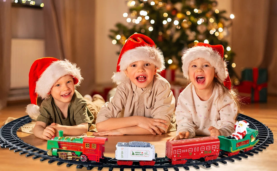 VATOS Hanging Christmas Train Set Toy Light and Sound Train Around Christmas Tree Decoration Gift Indoor Home Toys for Kids