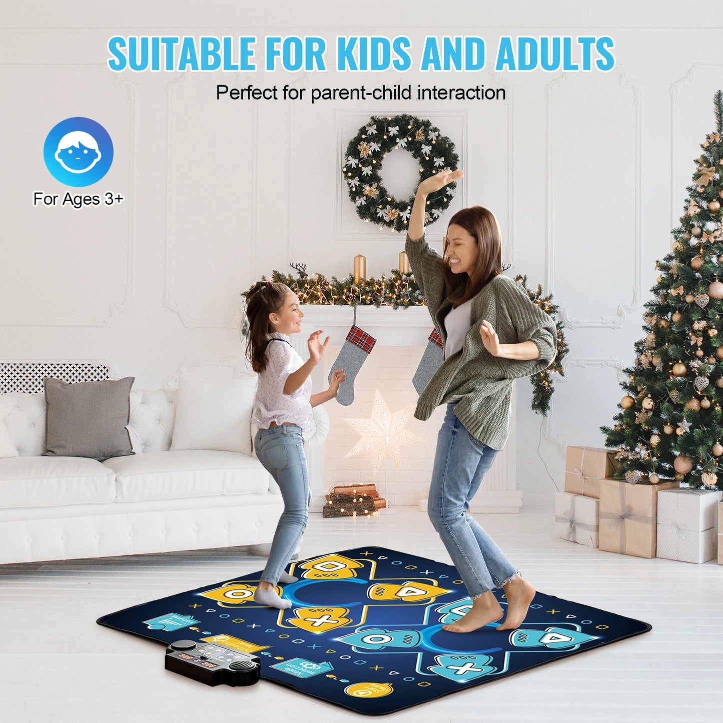 SucceBuy Kids Electronic Dance Mat 8-Button Music Dancing Play Pad Educational Toys with Single/Two Player Modes for Girls Gifts