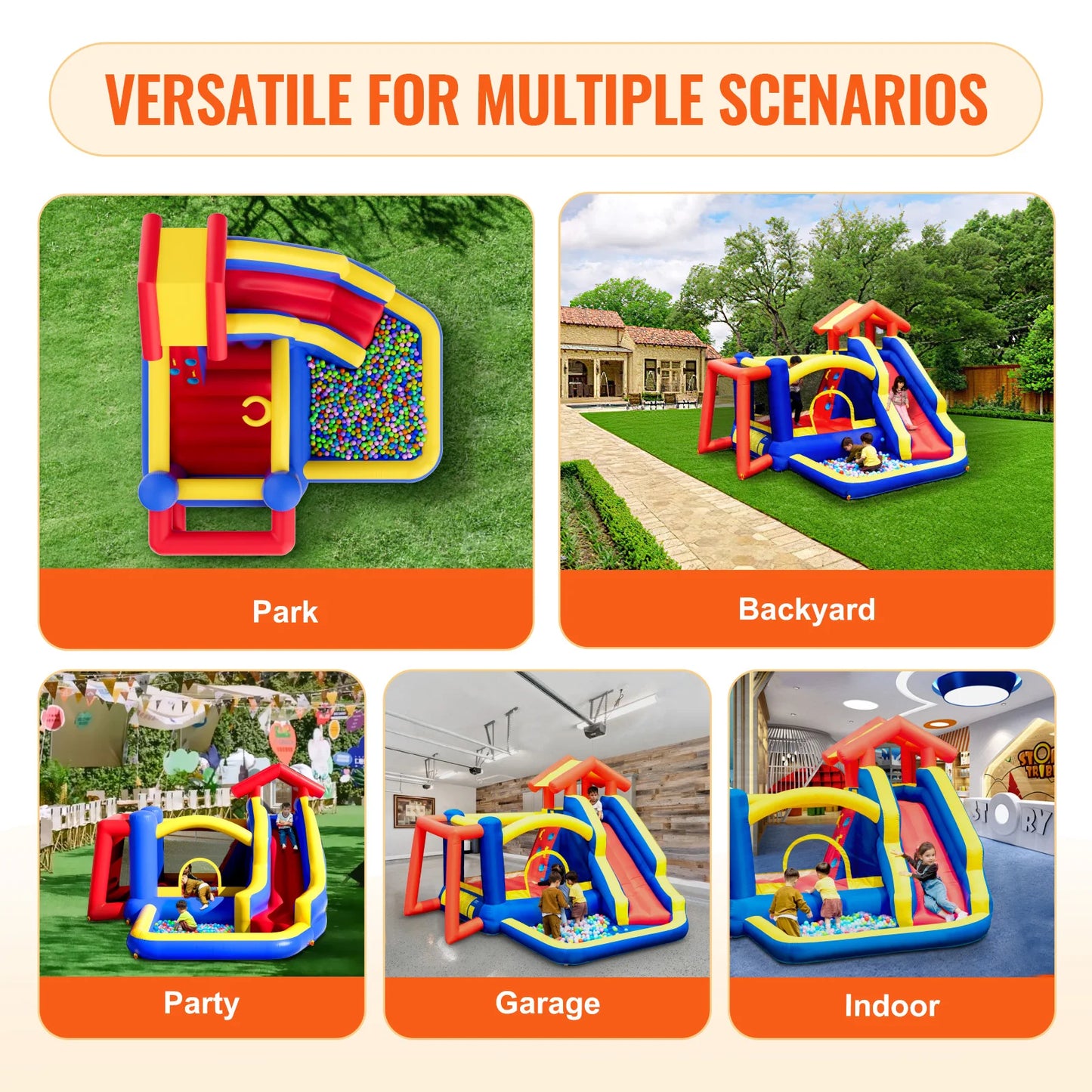 SucceBuy Inflatable Bounce House Outdoor High Quality Playhouse Trampoline Jumping Bouncer for Kid Ages 3–8 Years