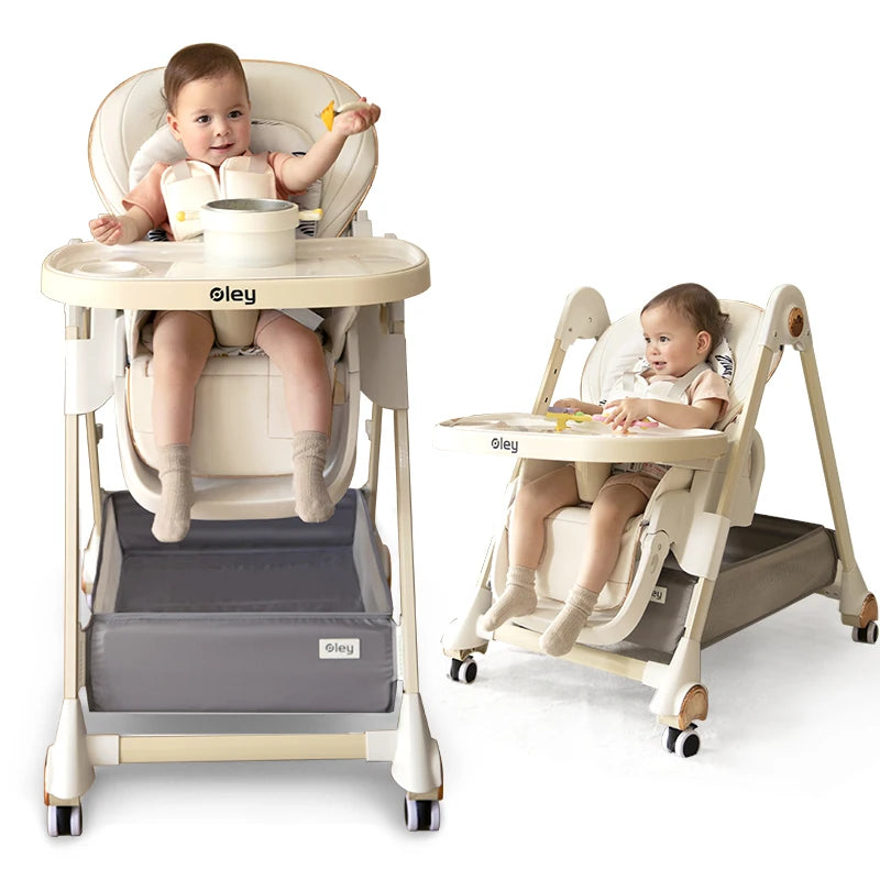 Luxury Baby High Chair with Removable Seat and Tray Adjustable Height Baby Feeding Chair Assembly-free dining chair