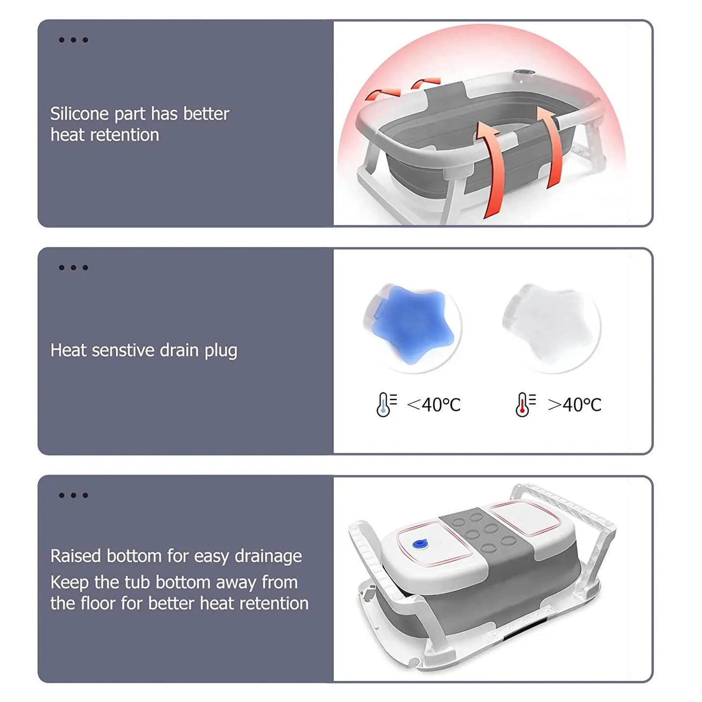 Baby Bath Tub with Bath Cushion Foldable Bathtub with Thermometer Shower Cap Shower Brush for Newborn and Toddler 0-36 Months