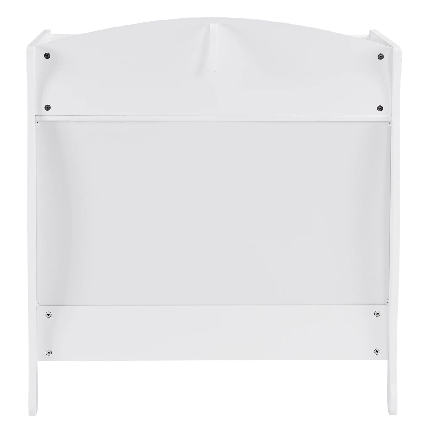 White three-drawer baby crib with safety rail, wooden baby crib with storage combination