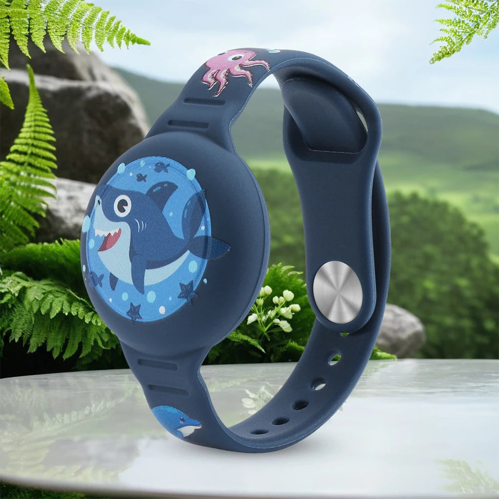 Cute Waterproof Silicone Toddler GPS Tracker Wristband for AirTag Kids Cartoon Design Lightweight