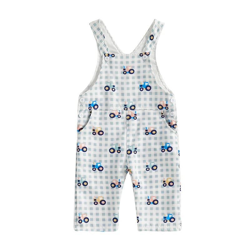 Cute Dinosaur Print Romper with Adjustable Straps and Square Neckline for Toddler Boys and Girls - Sleeveless Casual Jumpsuit